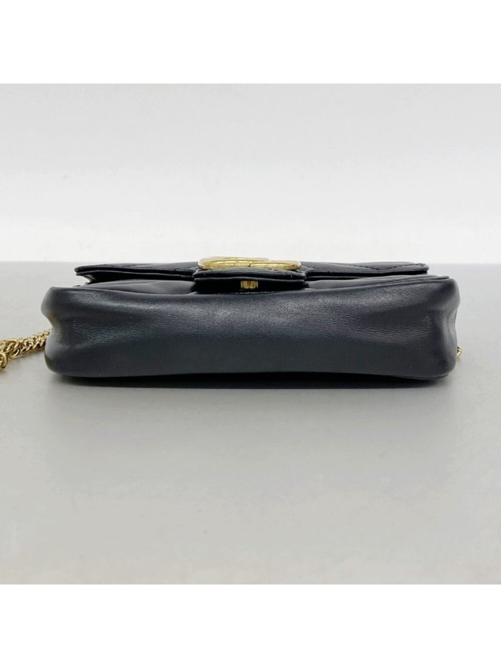 Gucci Shoulder Bag GG Marmont Leather Black Gold - Picture 3 of 10